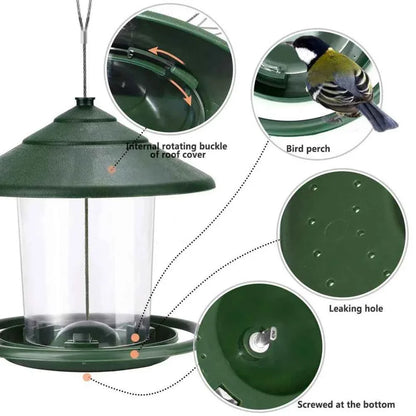 Hanging Wild Bird Feeder Outdoor Pet Food Dispenser Multiple Holes Bird Feeder Automatic Foot Feeding Tool for Flying Animals