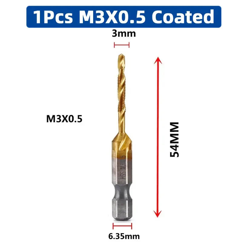 LiYu Shank Titanium Plated HSS Screw Thread Metric Tap Drill Bits Screw Machine Compound Tap M3 M4 M5 M6 M8 M10 Hand Tools