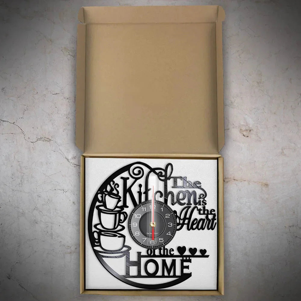 The Kitchen The Heart Of The Home Inspired Vinyl Record Clock Modern Design Vinyl Wall Watch Kitchen Decor Noiseless Timepieces