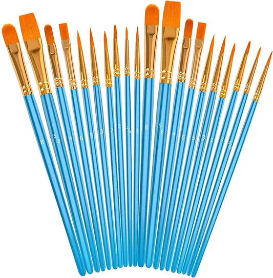 Acrylic Paint Brushes Set, 20Pcs Round Pointed Tip Artist Paintbrushes Body Face Nail Miniature Detailing Drawing Art Supplies