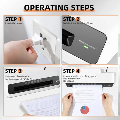 Deli 9in Max Width Thermal Laminator with 20 A4 Pouches, Quick Warm-Up, Never Jam, Desktop Laminator for Home Office Use