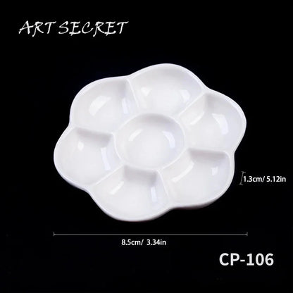 Artsecret 1 pc Simple White Ceramic Multi-Compartment Palette Pigment Mixing Palette Art Supplies Multiple Variants Available