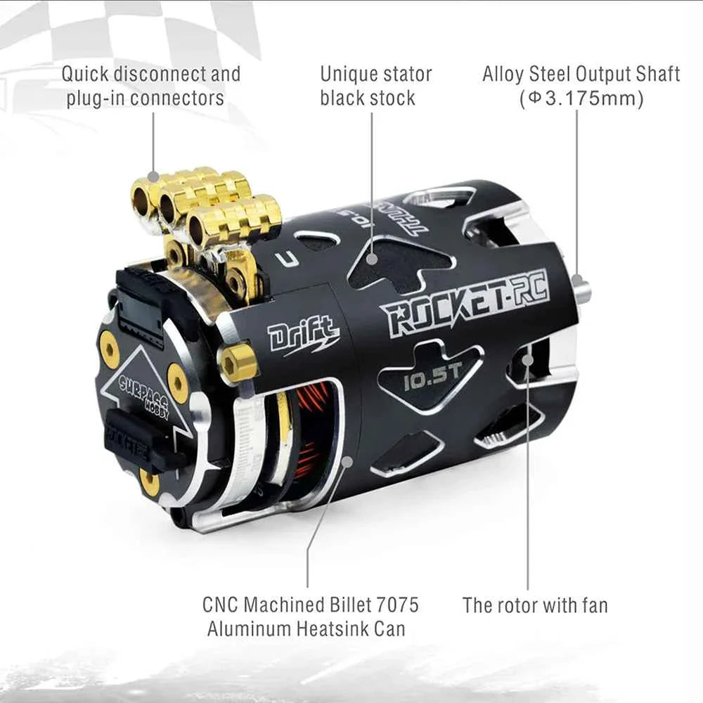 Rocket-RC Thunder 540 Sensored Brushless Motor 10.5T 13.5T 2-3S 3.175 mm Shaft for 1/10 RC Racing Drift Car Parts Surpass Hobby