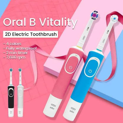 Oral B D100 2D Vitality Electric Toothbrush Timer 7600Rpm Cross Action Deep Cleaning and Whitening Teeth Tooth Brush