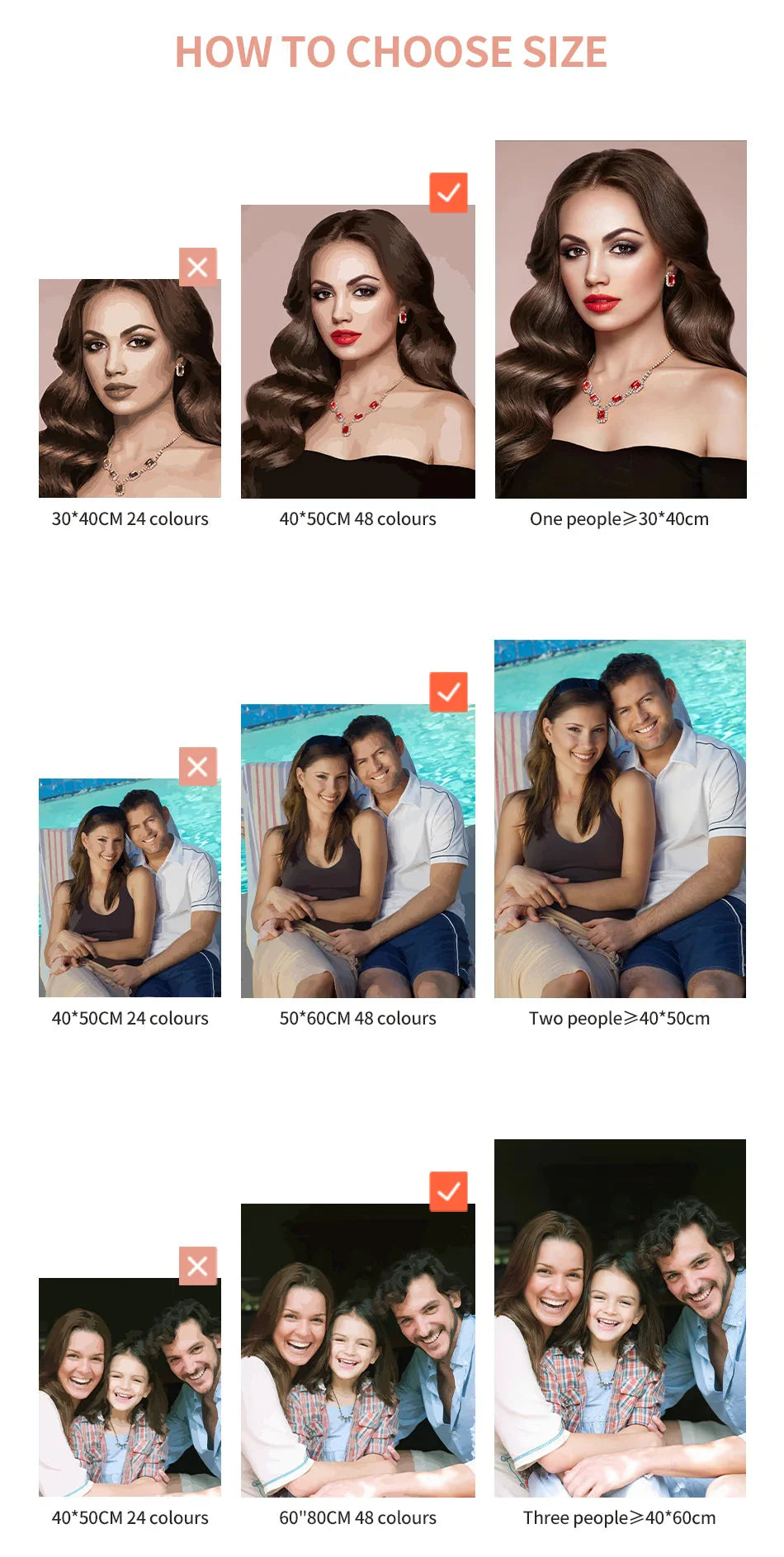 24/36 Color Personalised Paint By Numbers Photo Custom DIY Oil Painting By Number Picture Canvas Portrait Family Children Photo