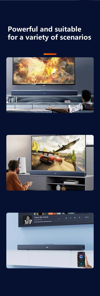 9D Stereo Sound Bar For TV Cinema Echo Wall Bluetooth Speakers COAX AUX U Disk Home Audio Subwoofer 8 Horns 40W High Power