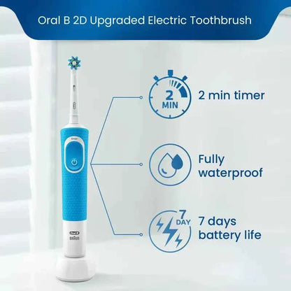 Oral B D100 2D Vitality Electric Toothbrush Timer 7600Rpm Cross Action Deep Cleaning and Whitening Teeth Tooth Brush