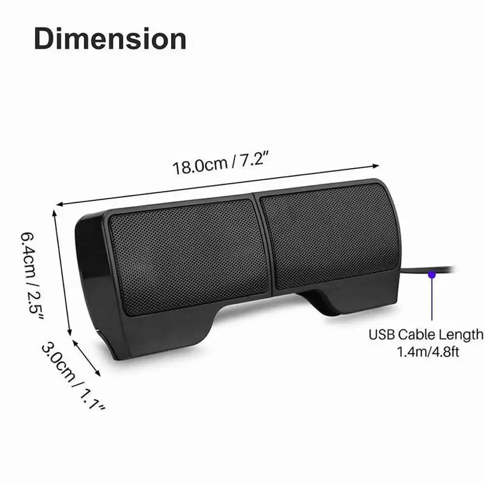 OUTMIX 1 Pair Mini Portable Clipon USB Stereo Speakers line Controller Soundbar for Laptop Mp3 Phone Music Player PC with Clip