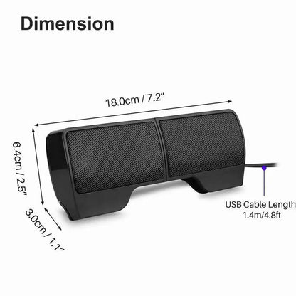 OUTMIX 1 Pair Mini Portable Clipon USB Stereo Speakers line Controller Soundbar for Laptop Mp3 Phone Music Player PC with Clip