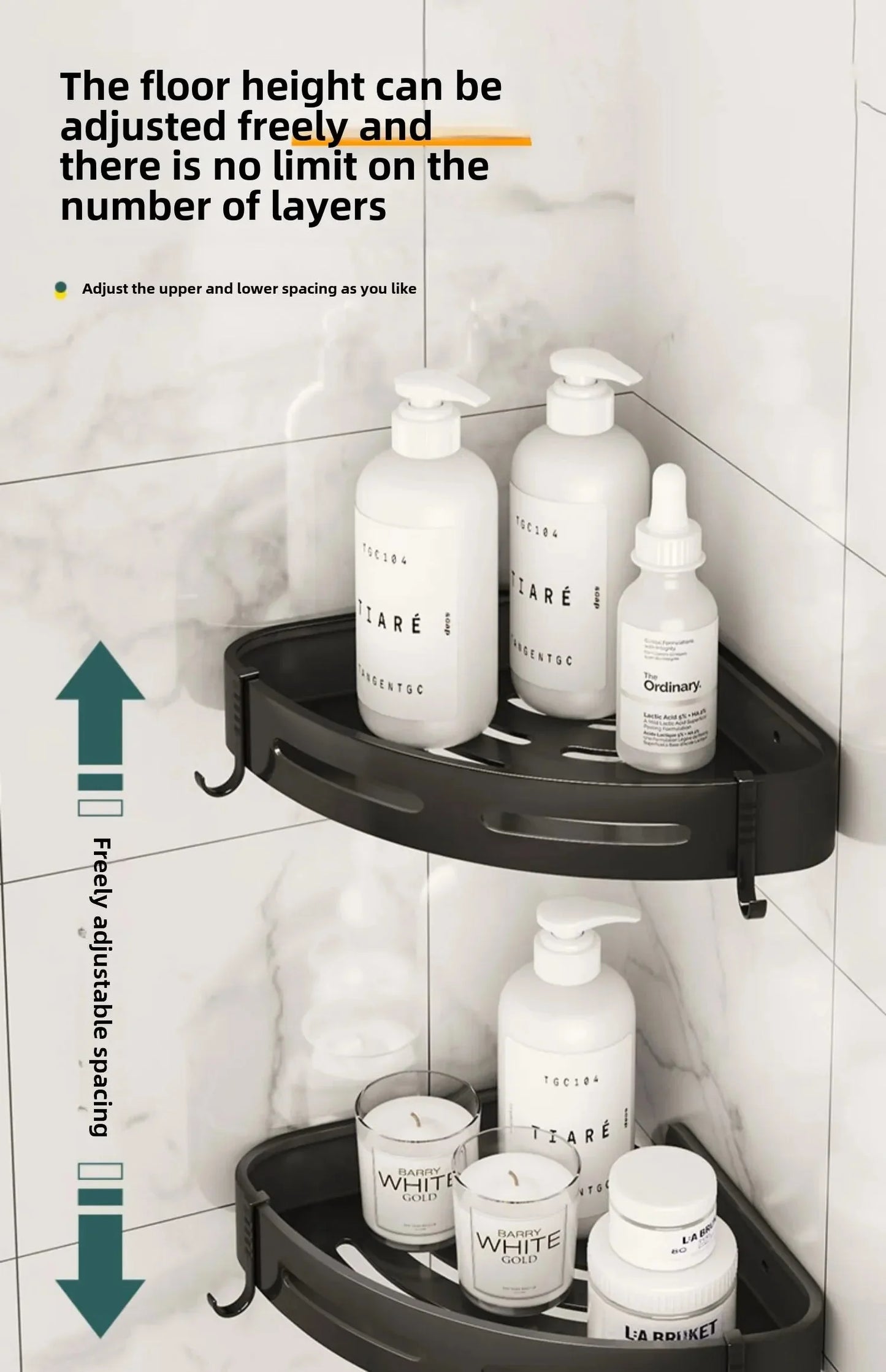 Bathroom Shelves Organizer No Punching Required Kitchen Corner Shelf Racks Shampoo Makeup Storage Holder Shower Towel Caddy Rack
