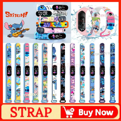 Disney Stitch Digital Kids' Watches Anime Figures LED Luminous Watch Touch Waterproof Electronic Sports Watch Kids Birthday Gift