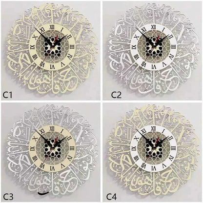 Acrylic Surah Al Ikhlas Wall Clock Islamic Calligraphy Eid Decor Wall Clock Acrylic Mirror Decoration Clock