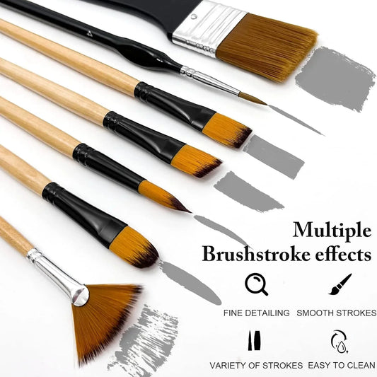 28/32 Pcs Paint Brushes for Acrylic Painting, Premium Nylon Bristles with Round, Filbert, Flat, Fan, Angle, Fine Detail Brush