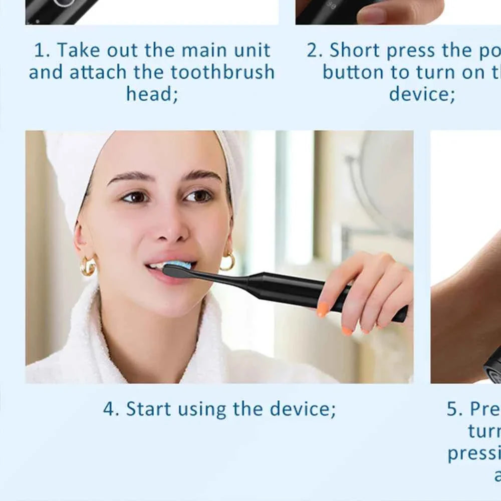 Sonic Electric Adult Toothbrush Rechargeable for Adult Smart Timer Whitening Toothbrush With 4 Replacement Brush Heads 6 Modes