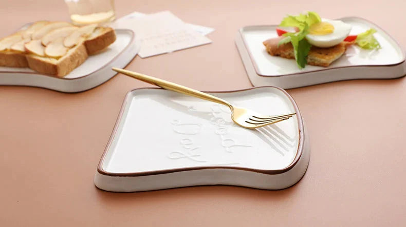 Ceramic Dinner Plate Household Creative Bread Plate Toast Plate Dessert Plates Cake Plates Breakfast Plates Ceramic Tableware