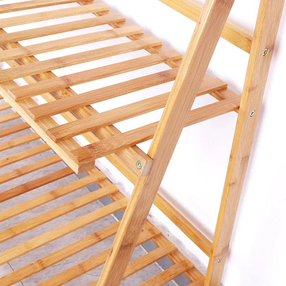 Bamboo Ladder Plant Stand Foldable Flower Pot Display Stand