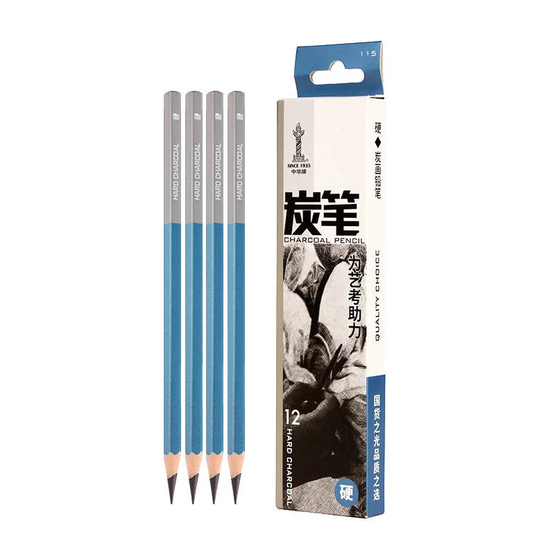 Master Specialized Sketch Charcoal,Hard, Neutral, Soft Refills,Drawing Pencils,Art Student Fine Arts Supplies 12 pcs Box TB-01