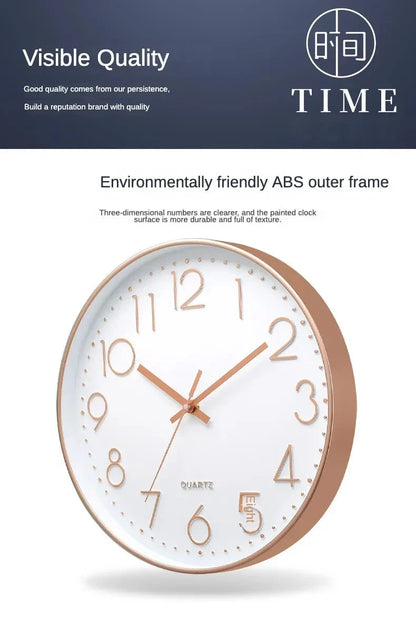 8 Inch Easy To Read Wall Clock Classic Elegant Modern Silent Quartz Clocks for Living Room Bedroom Office Study