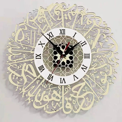 Acrylic Surah Al Ikhlas Wall Clock Islamic Calligraphy Eid Decor Wall Clock Acrylic Mirror Decoration Clock