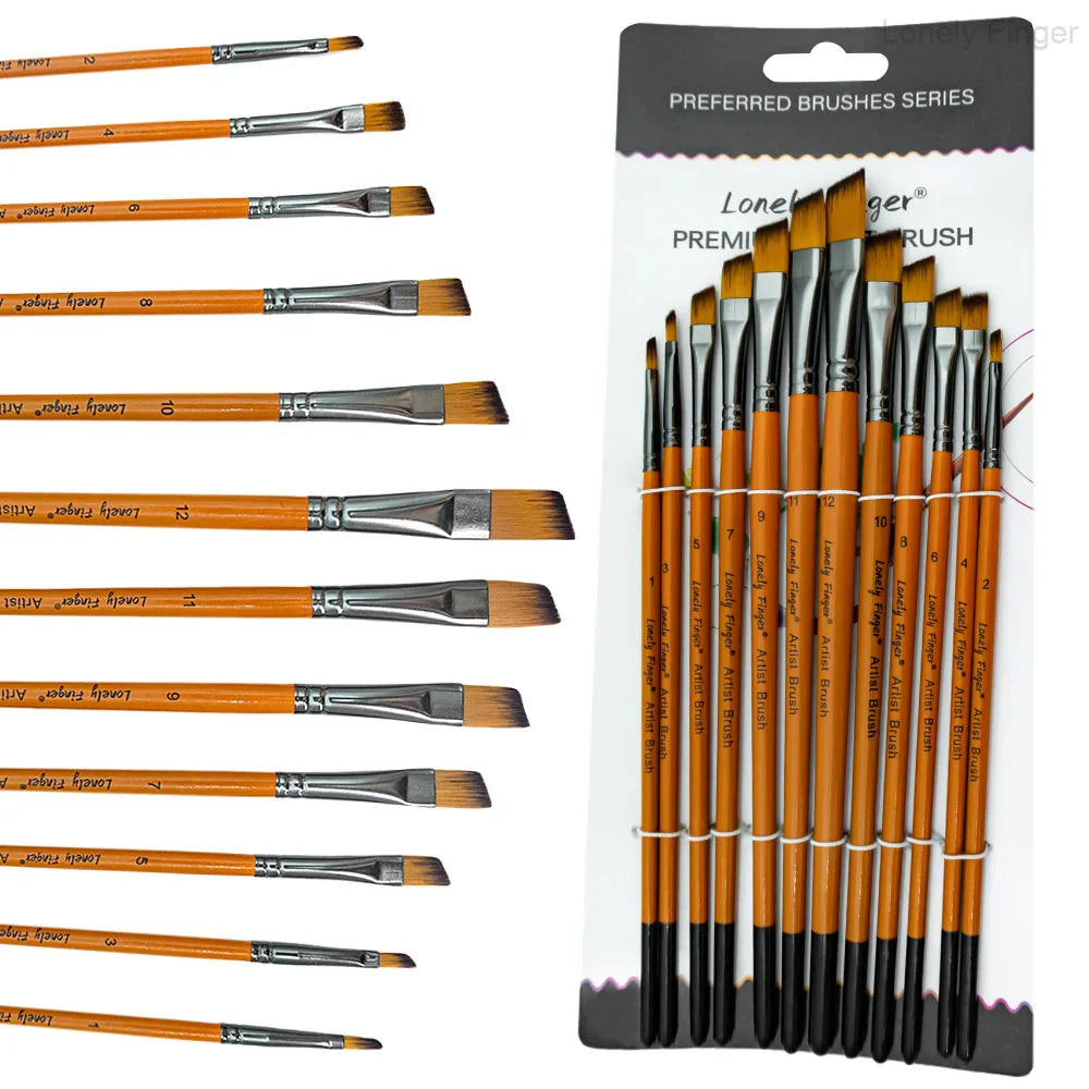 Paint Brush Set 12/48pcs Synthetic Hair for Acrylic Painting Watercolor Painting Gouache Ink Craft and Detail Painting