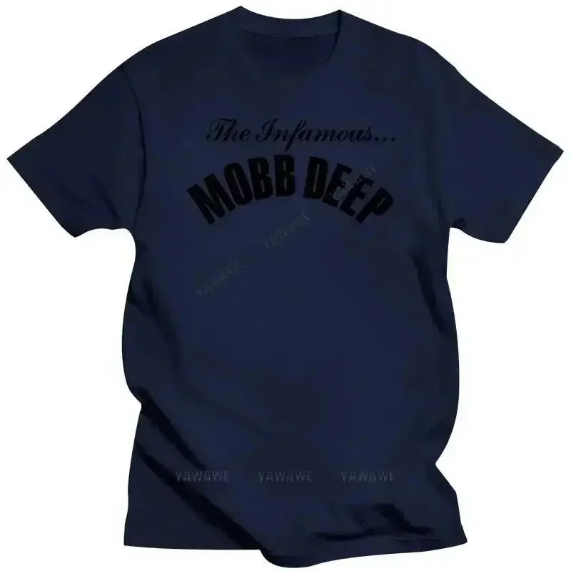 Mens Brand Fashion T-shirt Summer T Shirts Mobb Deep Mens Infamous on Red T-shirt Red Unisex Short Sleeve Male Casual Tee-shirt