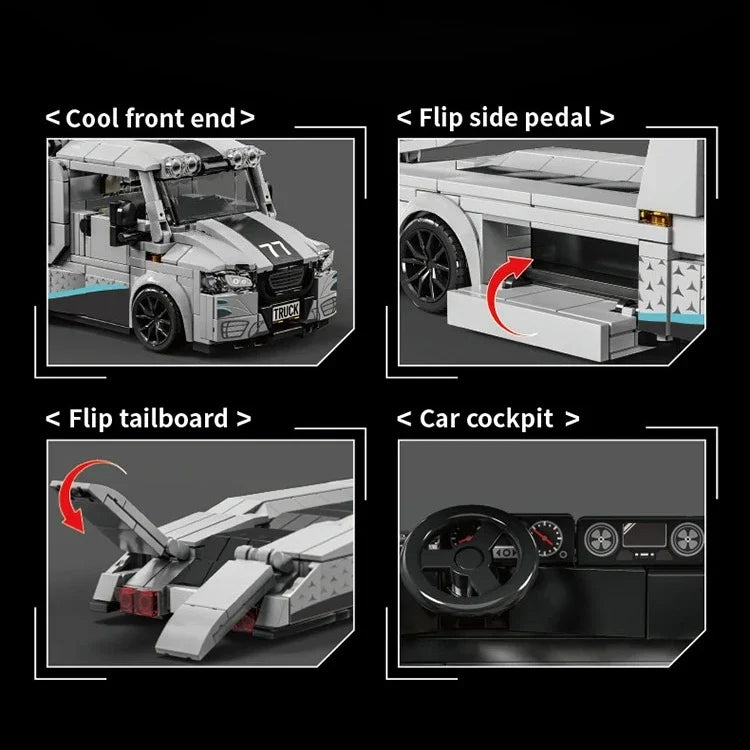 672Pcs Modified Trailer Building Blocks MOC Car Transporter Flatbed Tow Truck Vehicle Recovery Hauler Boys Festival Party Gifts
