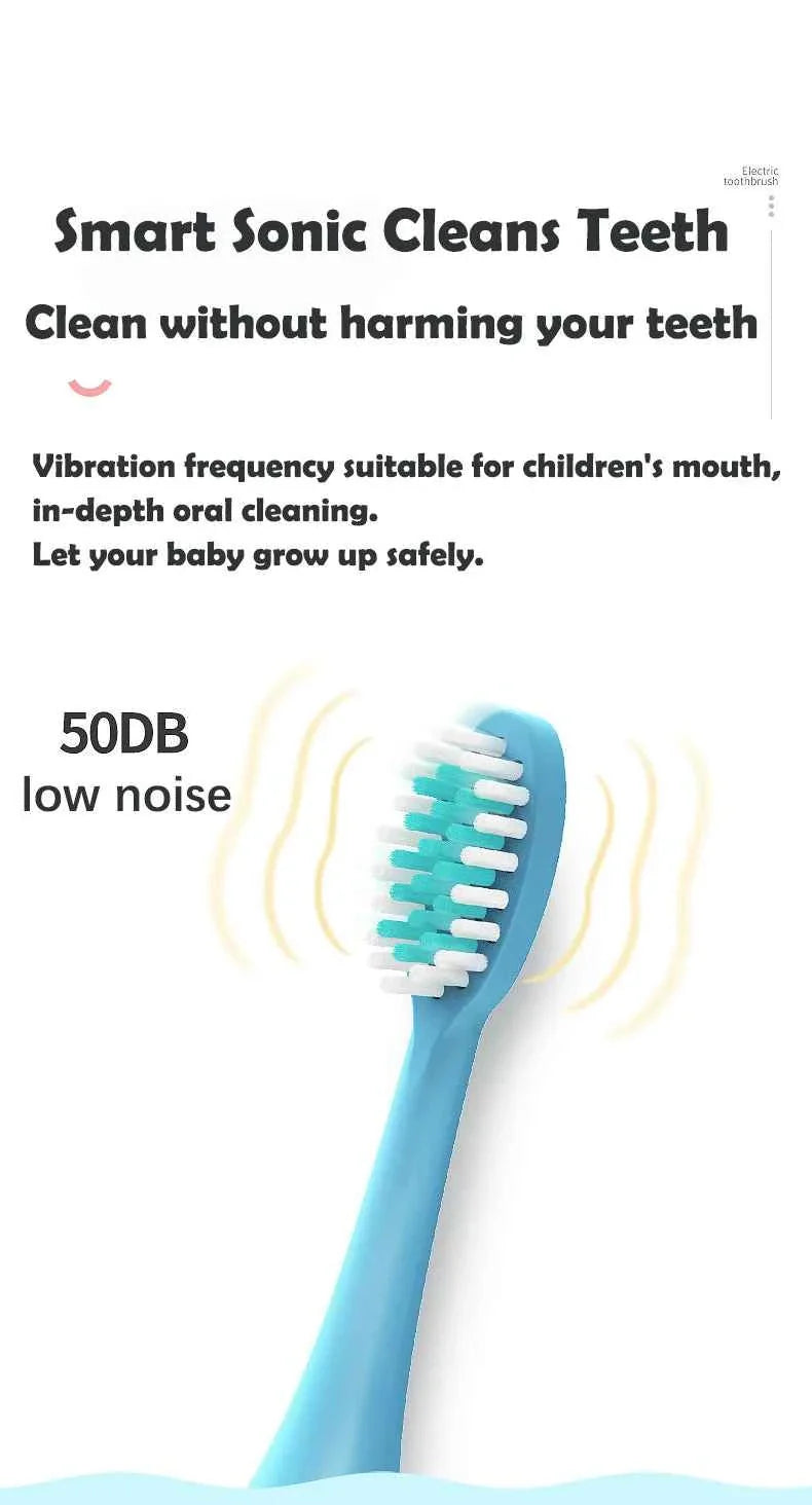 Sonic Electric Toothbrush for Children Kids cleaning teeth whitening Rechargeable water proof Replace The Tooth Brush Head