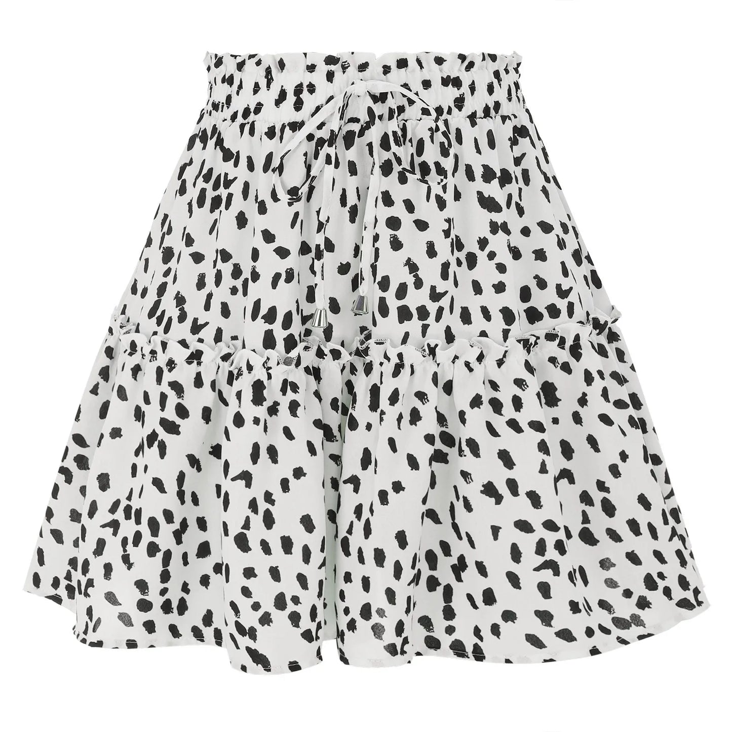 Skirts For Women Knee Length Women'S Summer Cute High Waist Ruffle Skirt Print Swing Beach Mini Skirt Ropas De Mujeres