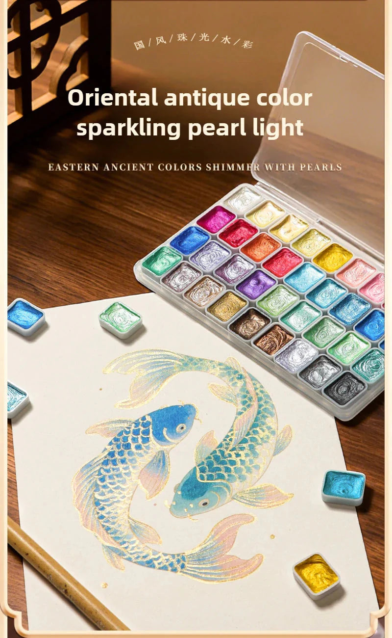 12/98/150/180 Colors Pearl Solid Water Color Paint Set Portable Professional Watercolor Painting School Art Supplies Stationery