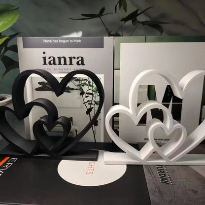 Heart-to-Heart Statue - Black & White Love Ornament, Desk & Bookshelf Decor, Valentine’s Gift, Home Decoration