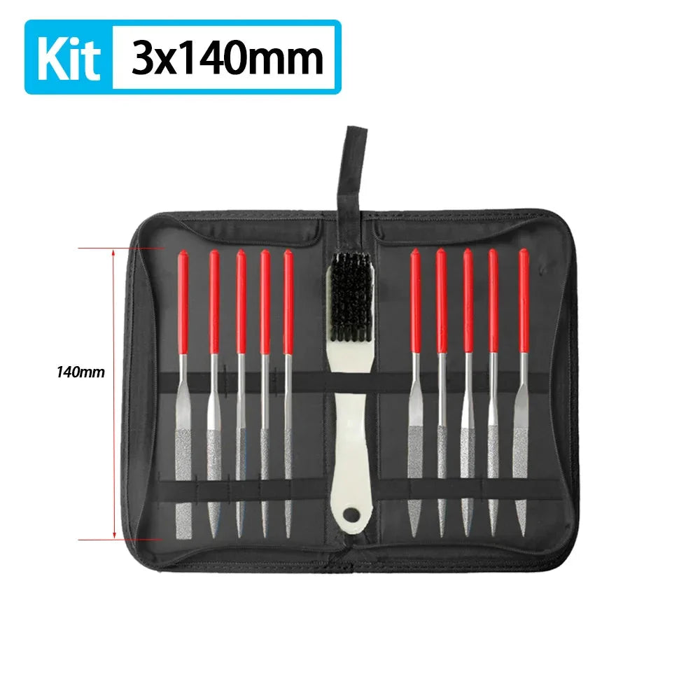 Diamond Mini Needle File Set for Carpentry Jewelry Stone Glass Metal Ceramic Polish Carving DIY Craft Woodworking Hand Tools