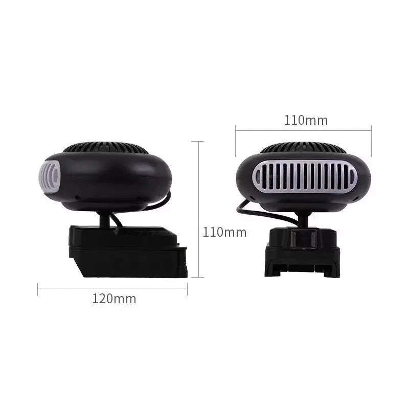 Electric Power Warm Air Blower Fan Heater Portable Small Space Heater Car Window Defogger Power Tool Parts Battery Powered