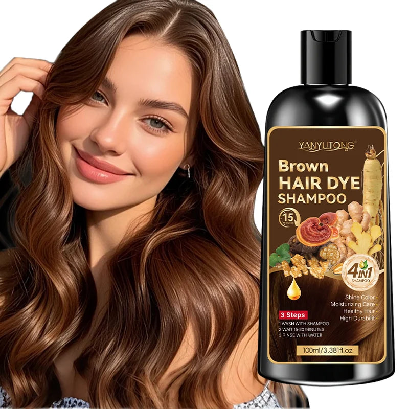 Unisex adult 4-in-1 hair dye shampoo, hair dye shampoo foam, plant-based hair dye, easy to shampoo, cover gray hair