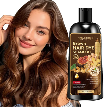 Unisex adult 4-in-1 hair dye shampoo, hair dye shampoo foam, plant-based hair dye, easy to shampoo, cover gray hair