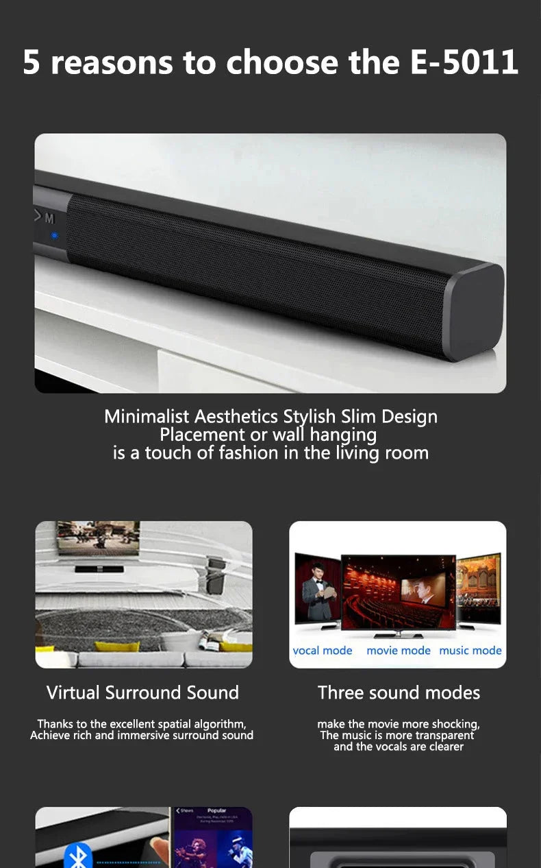 2025 6D surround sound home theater speaker system mobile phone bass wireless Bluetooth speaker long TV soundbar speaker TF/AUX