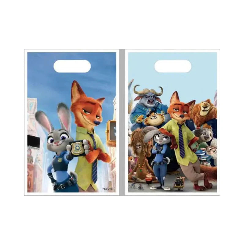 Zootopia Theme Party Supplies Nick Judy Birthday Decoration Balloon Set Tableware Kit Banner Plates Gifts Bags Keychains Sticker