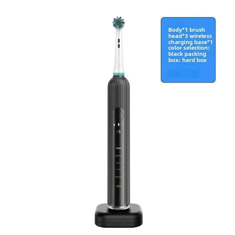 Rotating electric toothbrush with sonic vibration, multi-mode cleaning, dental care, convenient wireless charging