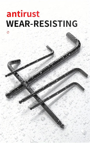 Professional 10-Piece Hex Key Set - Metric & SAE - CR-V Steel Allen Wrenches with Ball End