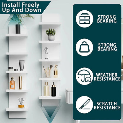 5 Layers Wall-Mounted Wood Bookshelf Storage Rack Board Shelf Organize Floating Shelf For Office Living Room Decor For Books