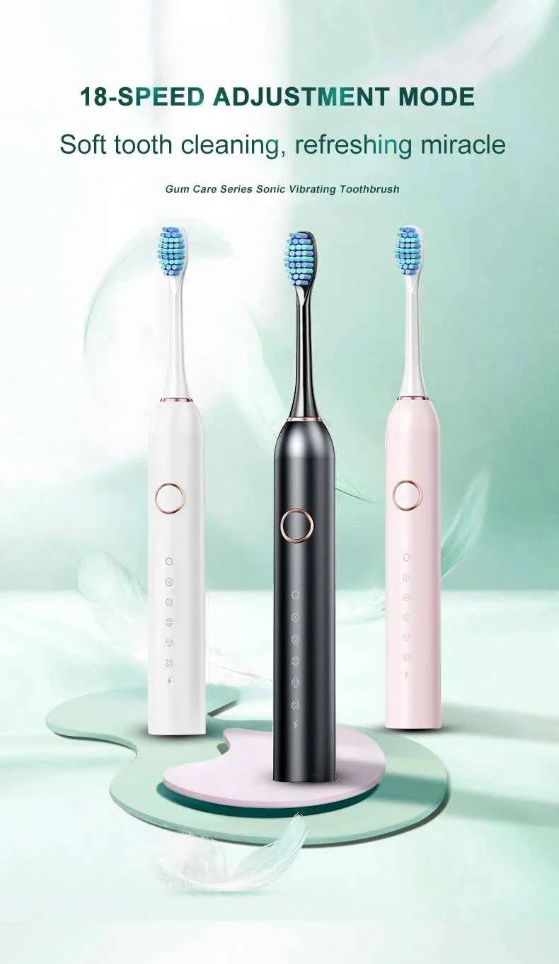 Adults Sonic Electric Toothbrush   with 6 Cleaning Modes USB Rechargeable with Multiple Replacement Brush Heads