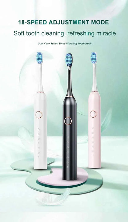 Adults Sonic Electric Toothbrush   with 6 Cleaning Modes USB Rechargeable with Multiple Replacement Brush Heads