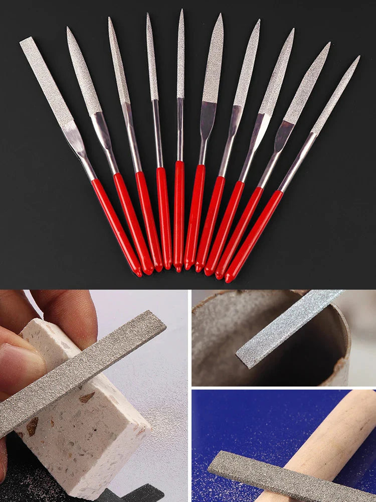 Diamond Mini Needle File Set for Carpentry Jewelry Stone Glass Metal Ceramic Polish Carving DIY Craft Woodworking Hand Tools
