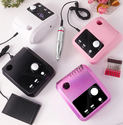 45000RPM Nail Drill Machine Professional Nail Lathe with Large LCD Screen Smart Electric Manicure Polisher Nail Art Tools