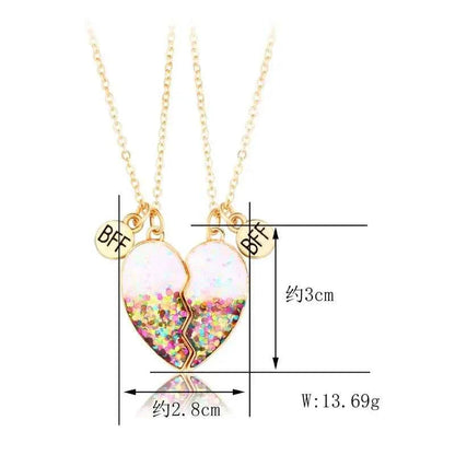 Cute 2 Pcs BFF Necklace Heart Pendant Best Friend Necklace Fashion Couple Chain Necklace Children Friendship Jewelry