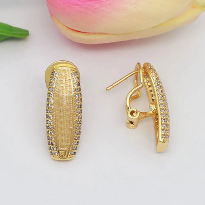 Dubai Vintage Jewelry Sets For Women Luxury Design Shiny Zircon Gold Plated Necklace Earring Bangle Wedding Party Accessories