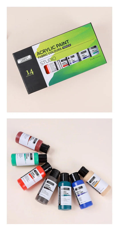 14-color /60ml paint set, beginner's art supplies for painting and doodling, paint palette, brush combination