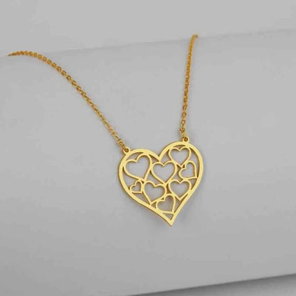 Inside Heart Pendant Necklace Fashion Chain Necklace Popular Women Charm Hollow Heart Clavicle Collar Jewelry Party Girl Gift