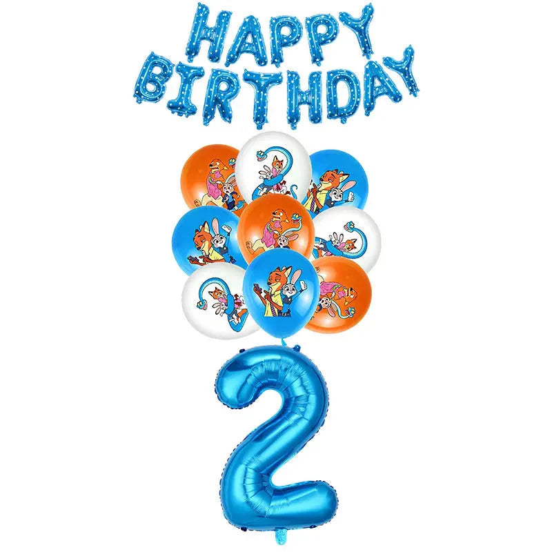 Zootopia Theme Party Supplies Nick Judy Birthday Decoration Balloon Set Tableware Kit Banner Plates Gifts Bags Keychains Sticker