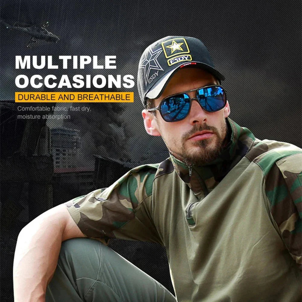 Tactical T-Shirts Mens Outdoor Sport Tee Quick Dry Short Sleeve Shirt Hiking Hunting Combat Men Camo Clothing