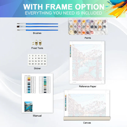 HUACAN Coloring By Numbers Mountain Landscape HandPainted Kits Home Decor Sea Painting Drawing Pictures By Numbers Diy Gift Art